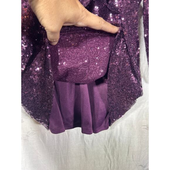 Audrey Parks Francescas Dress Medium Purple Sequins NEW Valary Tie Balloon Slv - Picture 4 of 11